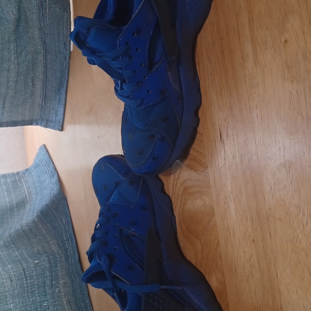 Juniors NIKE HUARACHE RUN SE Blue Trainers 909143 401 US 7Y - Picture 6 of 8